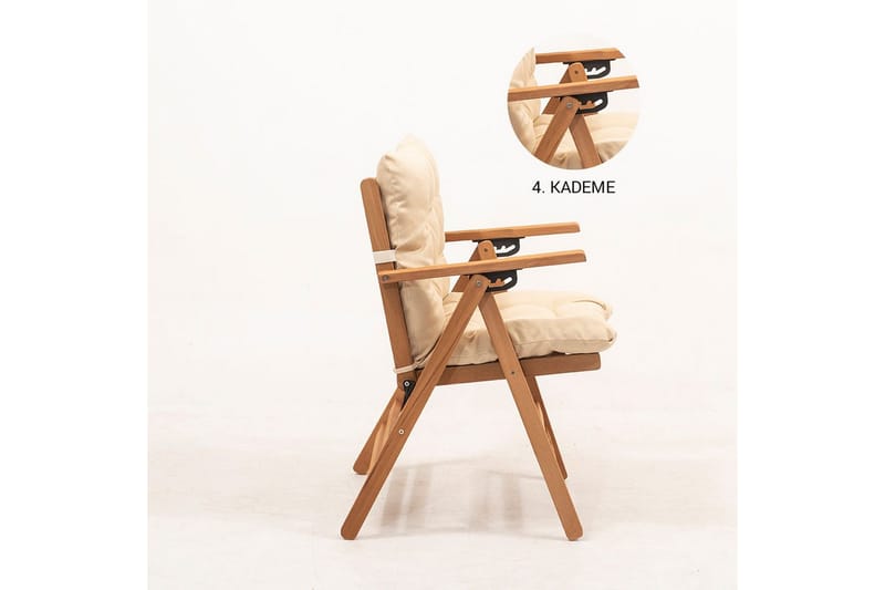 Ruvin Klappstol Utomhus 45x43 cm 89x - Cremevit - Utemöbler - Balkong - Balkongmöbler - Balkongstol