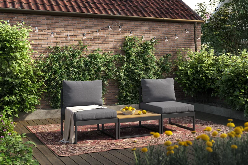 Samira Caféset Utomhus - Grå - Utemöbler - Balkong - Balkongmöbler - Balkonggrupp & balkongset