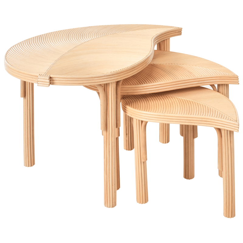 Set med 3 Soffbord utomhus Paralia Rotting - Naturlig/Beige - Utemöbler - Balkong - Balkongmöbler - Balkongbord