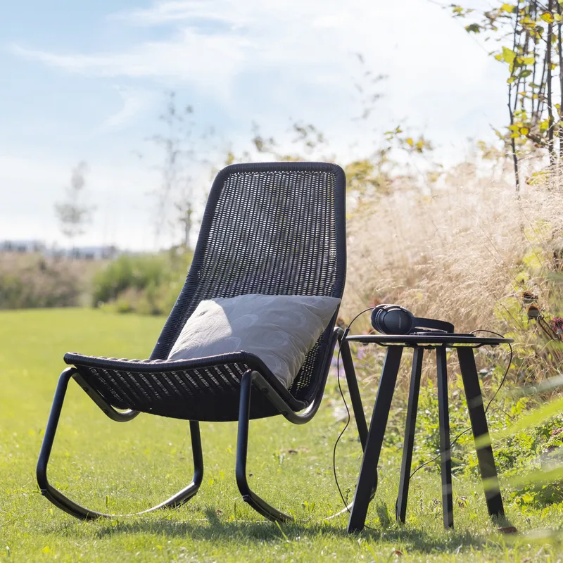 Sidobord Fer 49 cm Rund Utomhus - Svart - Utemöbler - Balkong - Balkongmöbler - Balkongbord