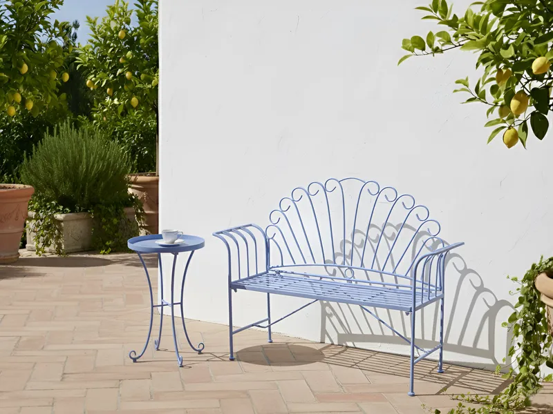 Sidobord utomhus Cavinia 40 cm Järn - Ljusblå - Utemöbler - Balkong - Balkongmöbler - Balkongbord