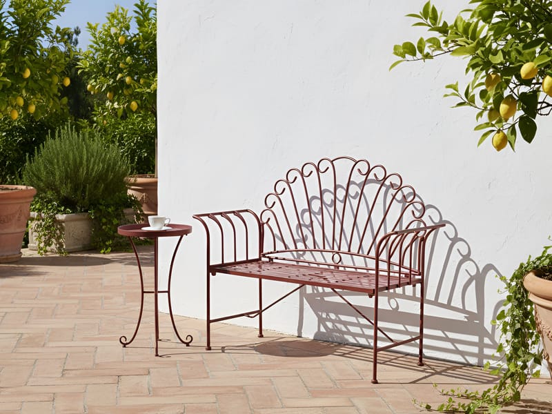 Sidobord utomhus Cavinia 40 cm Järn - Vinröd - Utemöbler - Balkong - Balkongmöbler - Balkongbord