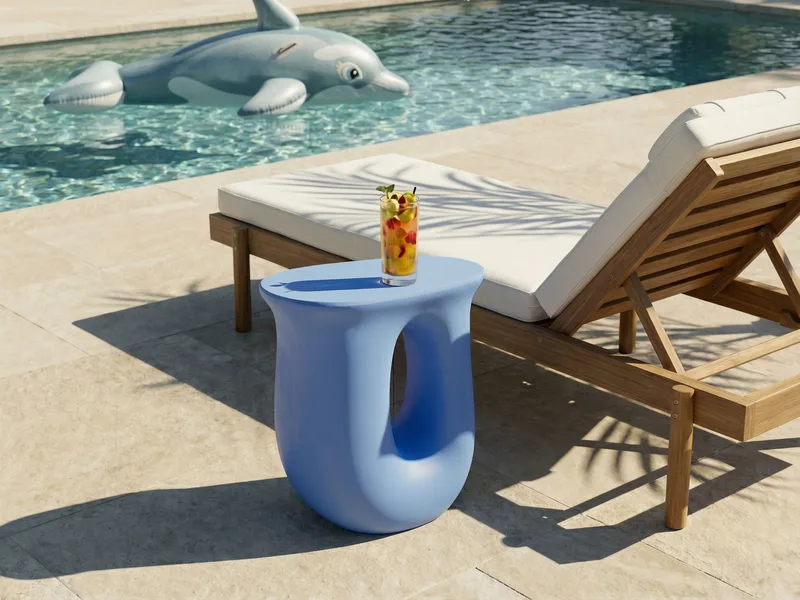 Sidobord utomhus Idro 42 cm - Blå - Utemöbler - Balkong - Balkongmöbler - Balkongbord