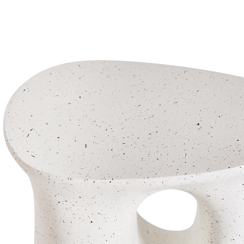 Sidobord utomhus Idro 42 cm Terrazzoeffekt - Vit - Utemöbler - Balkong - Balkongmöbler - Balkongbord