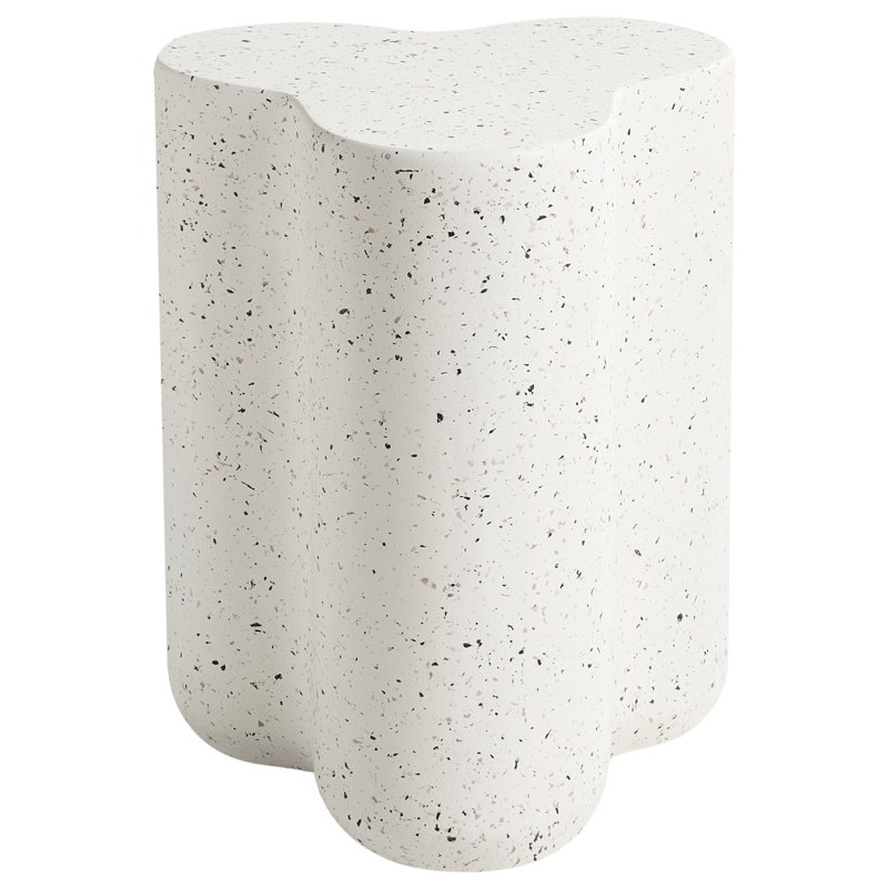 Sidobord utomhus Tellaro 32x37 cm Terrazzoeffekt - Vit - Utemöbler - Balkong - Balkongmöbler - Balkongbord