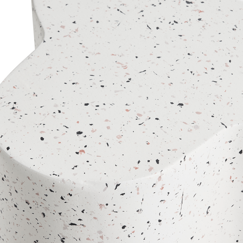 Sidobord utomhus Tellaro 32x37 cm Terrazzoeffekt - Vit - Utemöbler - Balkong - Balkongmöbler - Balkongbord