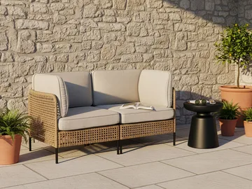 Soffa utomhus 2-Sits Omegana Konstrotting - Beige/Svart - Utemöbler - Utesoffa