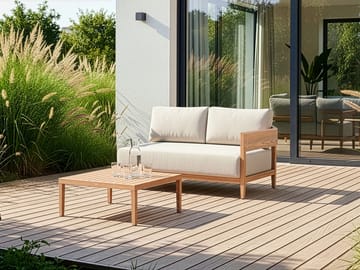Soffa utomhus med Bord 2-Sits Sampieri - Brun/Beige - Utemöbler - Loungemöbler - Soffgrupp utomhus
