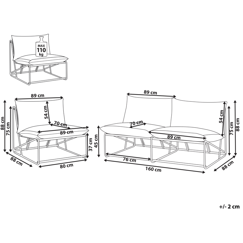 Soffgrupp utomhus 3-Sits Pico - Grå - Trädgård & spabad - Utemiljö - Altan & terrass - Altanmöbler