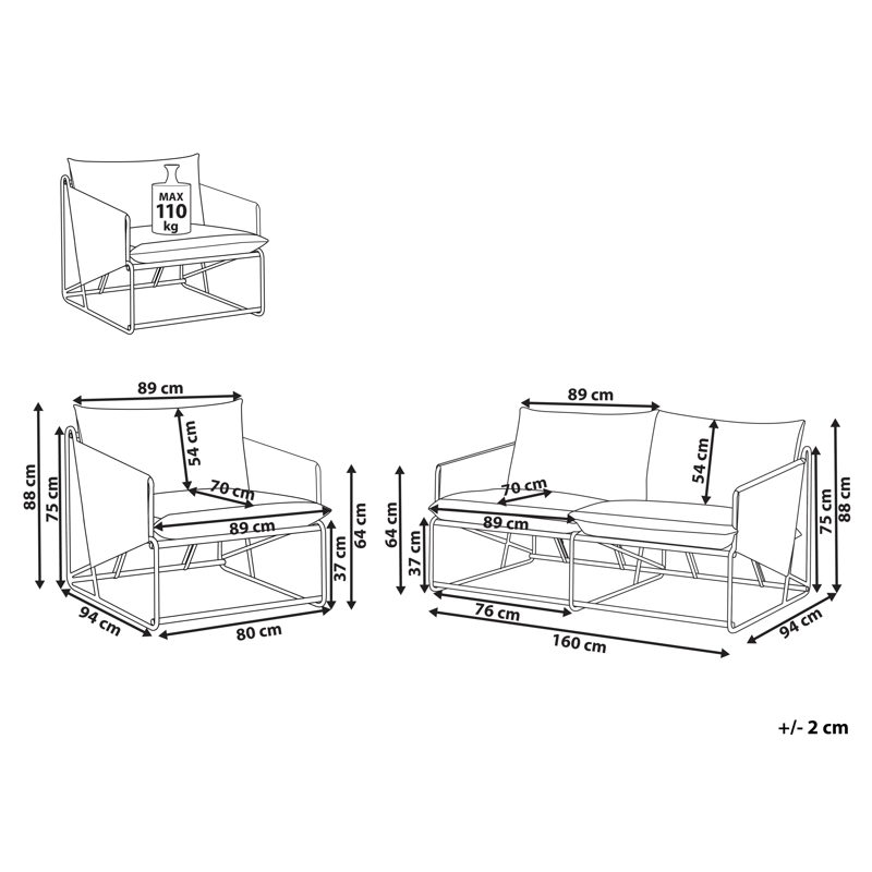 Soffgrupp utomhus 3-Sits Ponte - Grå - Trädgård & spabad - Utemiljö - Altan & terrass - Altanmöbler