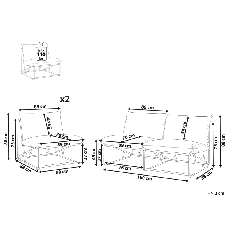 Soffgrupp utomhus 4-Sits Pico - Grå - Trädgård & spabad - Utemiljö - Altan & terrass - Altanmöbler