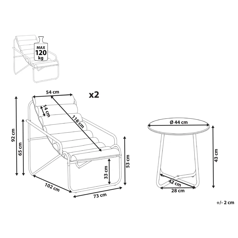 Soffgrupp utomhus med Bord 2-Sits Pasto - Grå/Beige - Utemöbler - Balkong - Balkongmöbler - Balkonggrupp & balkongset