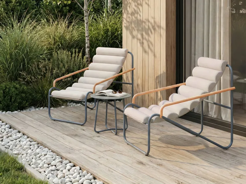 Soffgrupp utomhus med Bord 2-Sits Pasto - Grå/Beige - Utemöbler - Balkong - Balkongmöbler - Balkonggrupp & balkongset