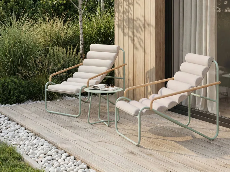 Soffgrupp utomhus med Bord 2-Sits Pasto - Grön/Beige - Utemöbler - Balkong - Balkongmöbler - Balkonggrupp & balkongset