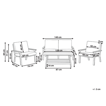 Soffgrupp utomhus med Bord 4-Sits Orero - Beige/Vit/Brun - Utemöbler - Loungemöbler - Soffgrupp utomhus