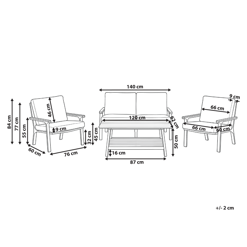Soffgrupp utomhus med Bord 4-Sits Orero - Beige/Vit/Brun - Trädgård & spabad - Utemiljö - Altan & terrass - Altanmöbler