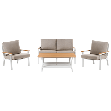 Soffgrupp utomhus med Bord 4-Sits Orero - Beige/Vit/Brun - Utemöbler - Loungemöbler - Soffgrupp utomhus