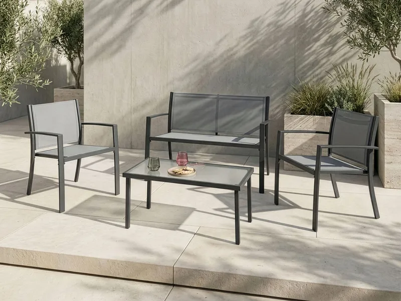 Soffgrupp utomhus med Bord 4-Sits Tavoleto - Grå - Trädgård & spabad - Utemiljö - Altan & terrass - Altanmöbler