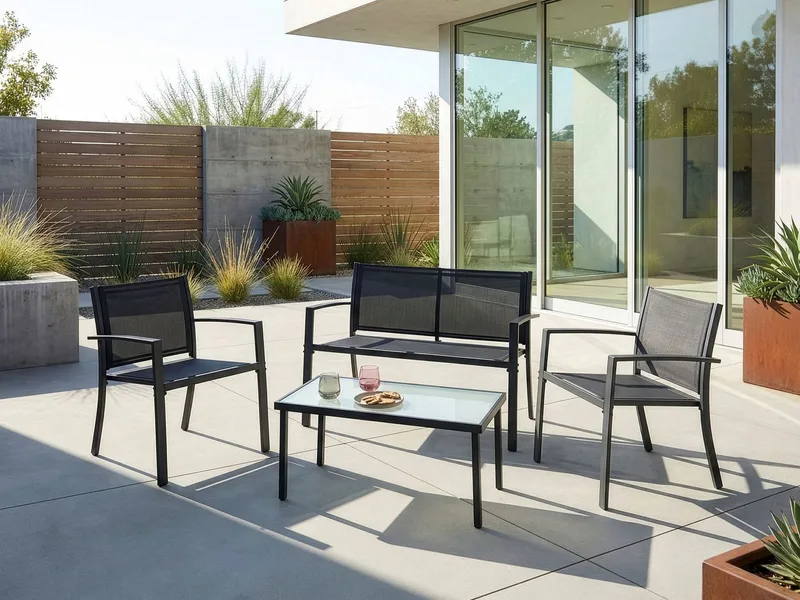 Soffgrupp utomhus med Bord 4-Sits Tavoleto - Mörkgrå - Trädgård & spabad - Utemiljö - Altan & terrass - Altanmöbler