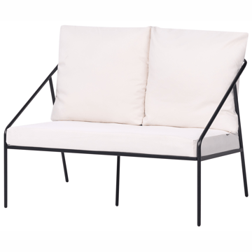 Soffgrupp utomhus med Bord 4-Sits Ustica - Svart/Vit - Utemöbler - Loungemöbler - Soffgrupp utomhus