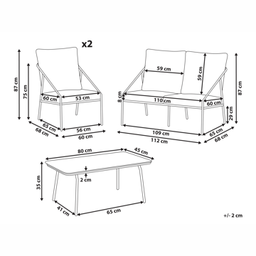 Soffgrupp utomhus med Bord 4-Sits Ustica - Svart/Vit - Utemöbler - Loungemöbler - Soffgrupp utomhus