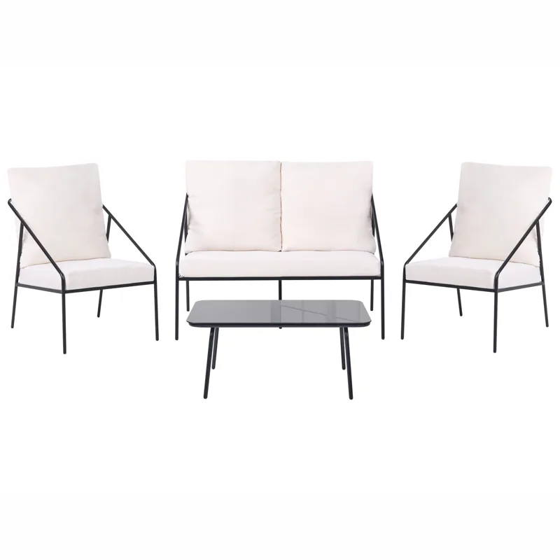 Soffgrupp utomhus med Bord 4-Sits Ustica, Svart/Vit