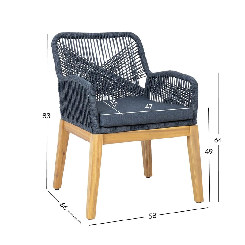 Stol Florida 58x66x83 cm Akacia, hall - Grå - Utemöbler - Balkong - Balkongmöbler - Balkongstol