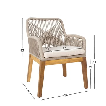 Stol Florida 58x66x83 cm Akacia - Beige - Utemöbler - Balkong - Balkongmöbler - Balkongstol