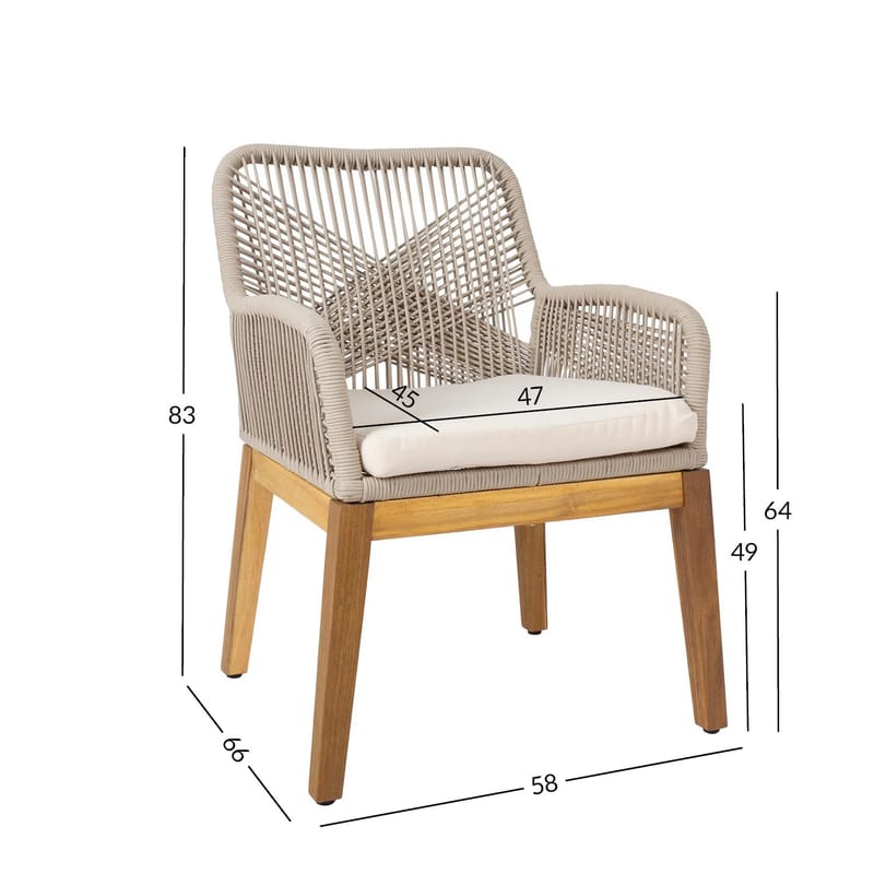 Stol Florida 58x66x83 cm Akacia - Beige - Utemöbler - Balkong - Balkongmöbler - Balkongstol