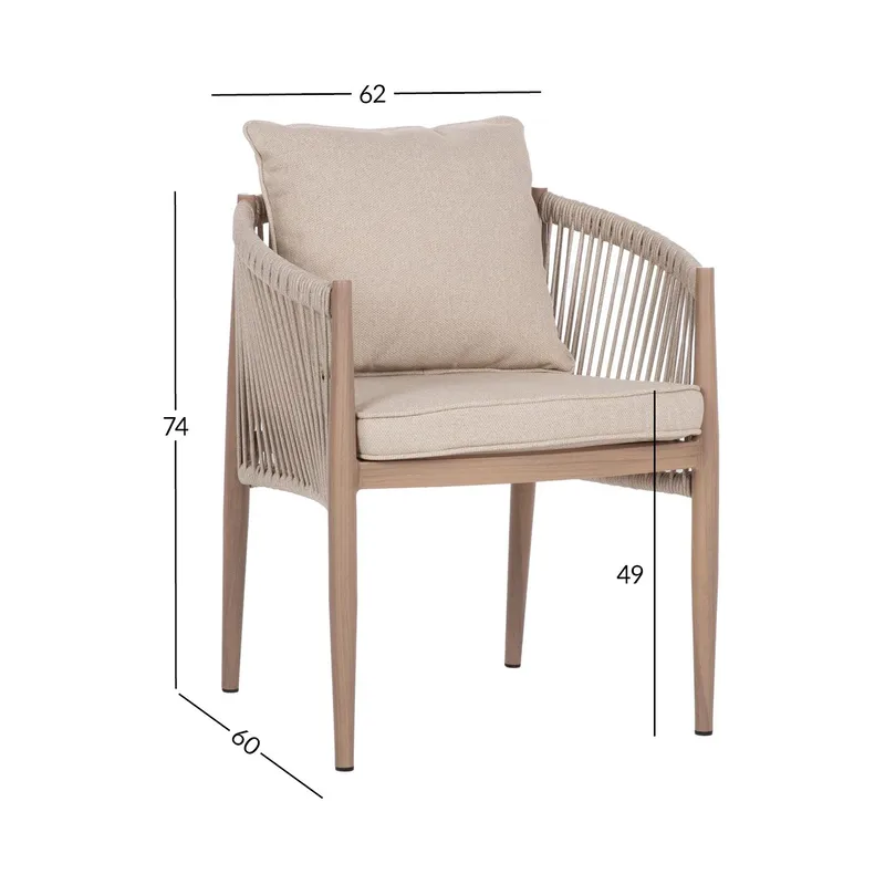 Stol Medina 62x60x74 cm - Beige - Utemöbler - Balkong - Balkongmöbler - Balkongstol