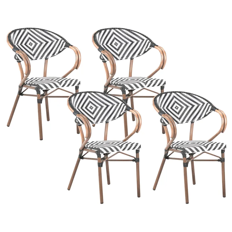 Stol utomhus Caspri Konstrotting, Svart/Vit/Brun