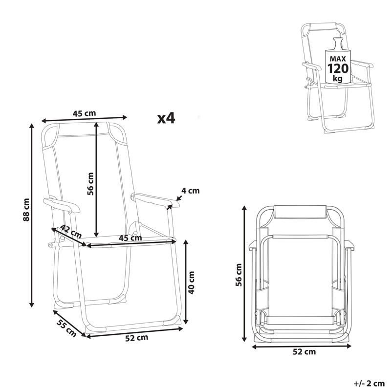 Stol utomhus Galatsi Fällbar - Beige/Svart/Grå - Utemöbler - Balkong - Balkongmöbler - Balkongstol
