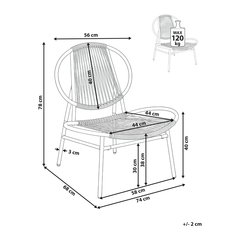 Stol utomhus Ovaro Konstrotting - Beige - Utemöbler - Balkong - Balkongmöbler - Balkongstol