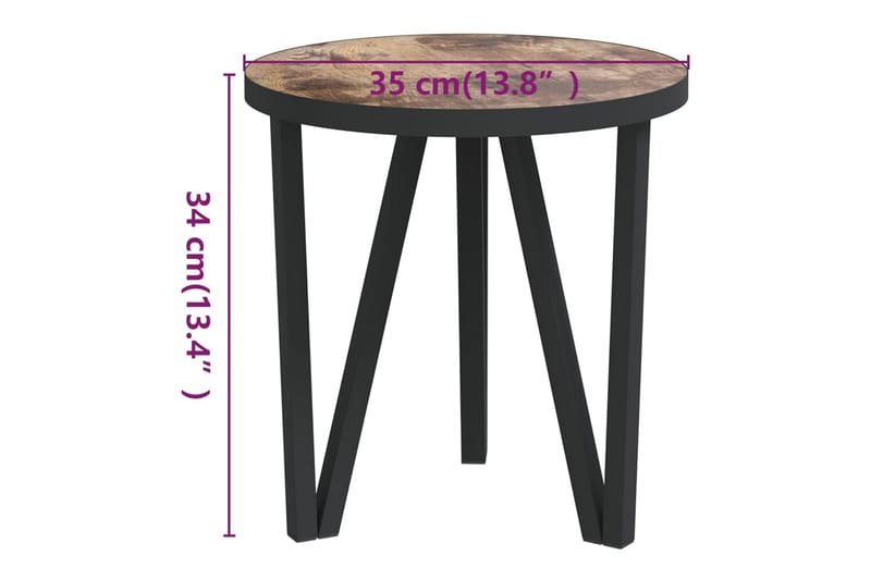 Runt Litet Cafébord och Kaffebord Utomhus 35 cm Trä - Brun/Svart - Utemöbler - Balkong - Balkongmöbler - Balkongbord