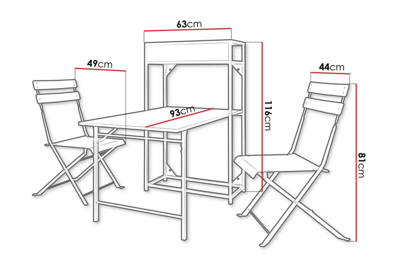 Tourra Liten Balkonggrupp 2-sits - Cafeset till balkong och uteplats - Grå - Utemöbler - Balkong - Balkongmöbler - Balkonggrupp & balkongset