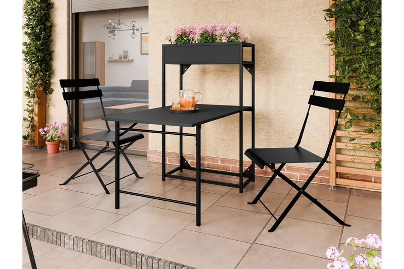 Tourra Liten Balkonggrupp och balkongset  2-sits - Cafeset balkong terrass - Svart - Utemöbler - Balkong - Balkongmöbler - Balkonggrupp & balkongset