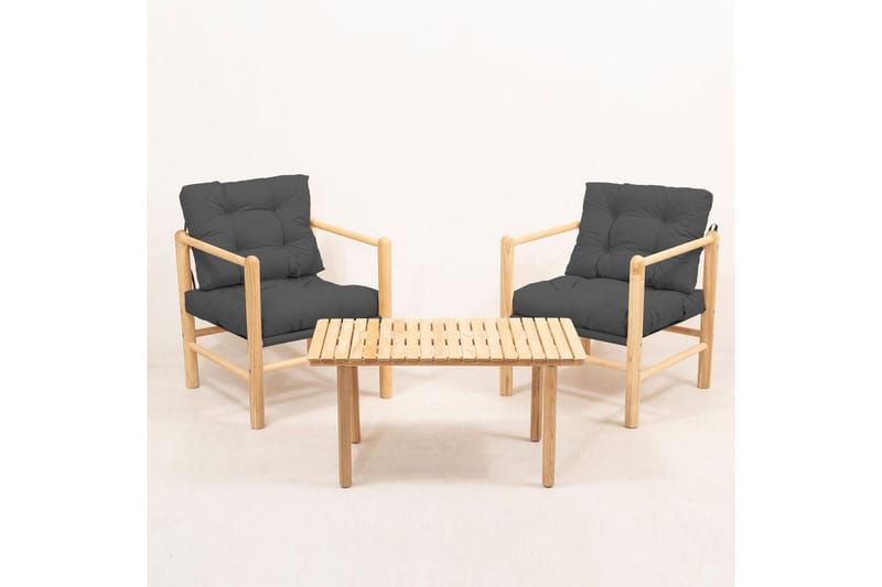 Trädgårdsbord & stolar (3 delar) Hue Antracit, Antracit
