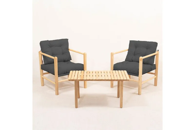 Trädgårdsbord & stolar (3 delar) Hue Antracit, Antracit