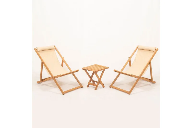 Trädgårdsbord & stolar (3 delar) Zarith Grädde, Cremevit