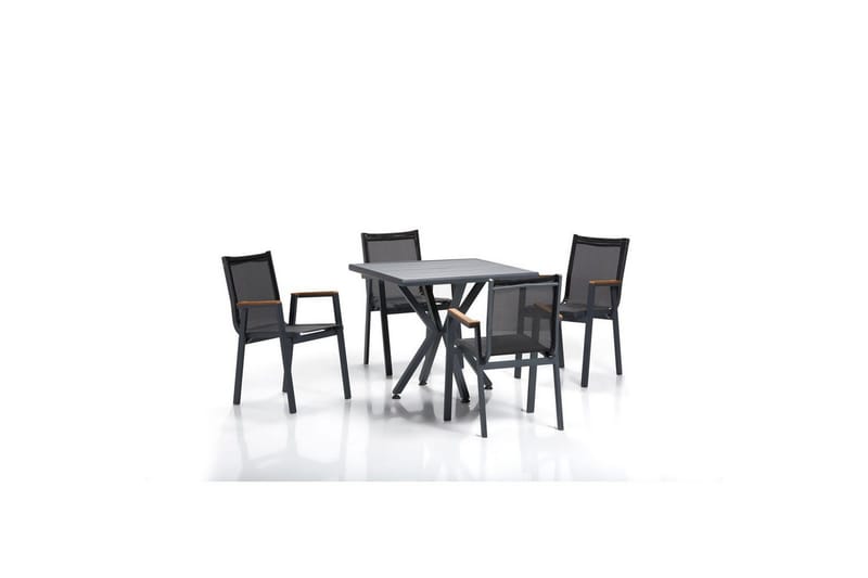 Trädgårdsbord & stolar (5 delar) Belorhaven Grå / Svart, Svart/Grå
