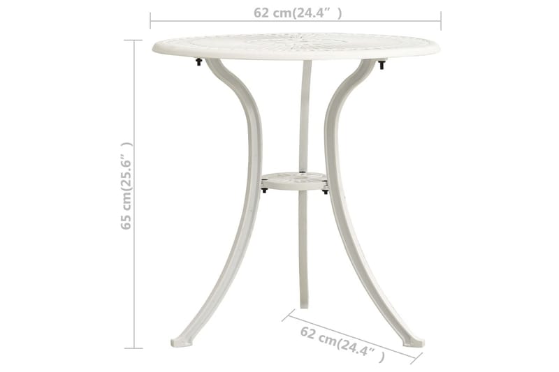 Trädgårdsbord vit 62x62x65 cm gjuten aluminium - Vit - Cafebord - Balkongbord