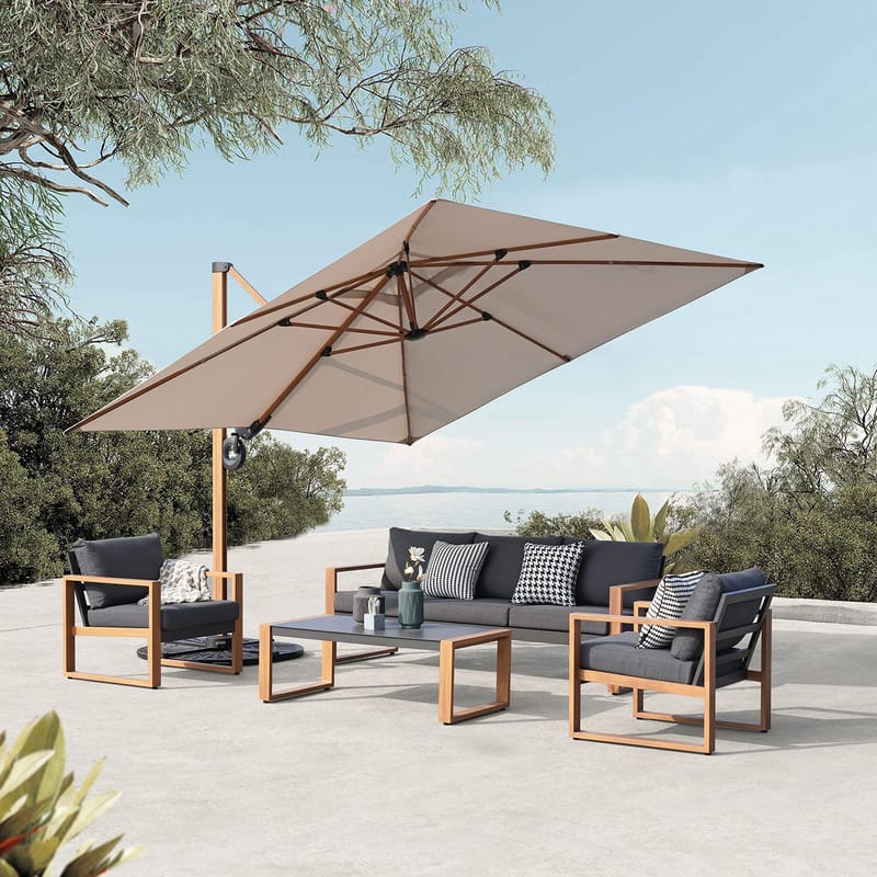 Trädgårdsmöbelgrupp Duisburg bord, soffa och 2 fåtöljer - Grå - Utemöbler - Balkong - Balkongmöbler - Balkonggrupp & balkongset