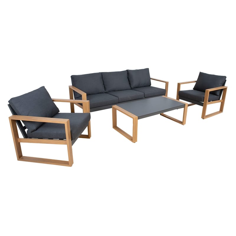 Trädgårdsmöbelgrupp Duisburg bord, soffa och 2 fåtöljer - Grå - Utemöbler - Balkong - Balkongmöbler - Balkonggrupp & balkongset