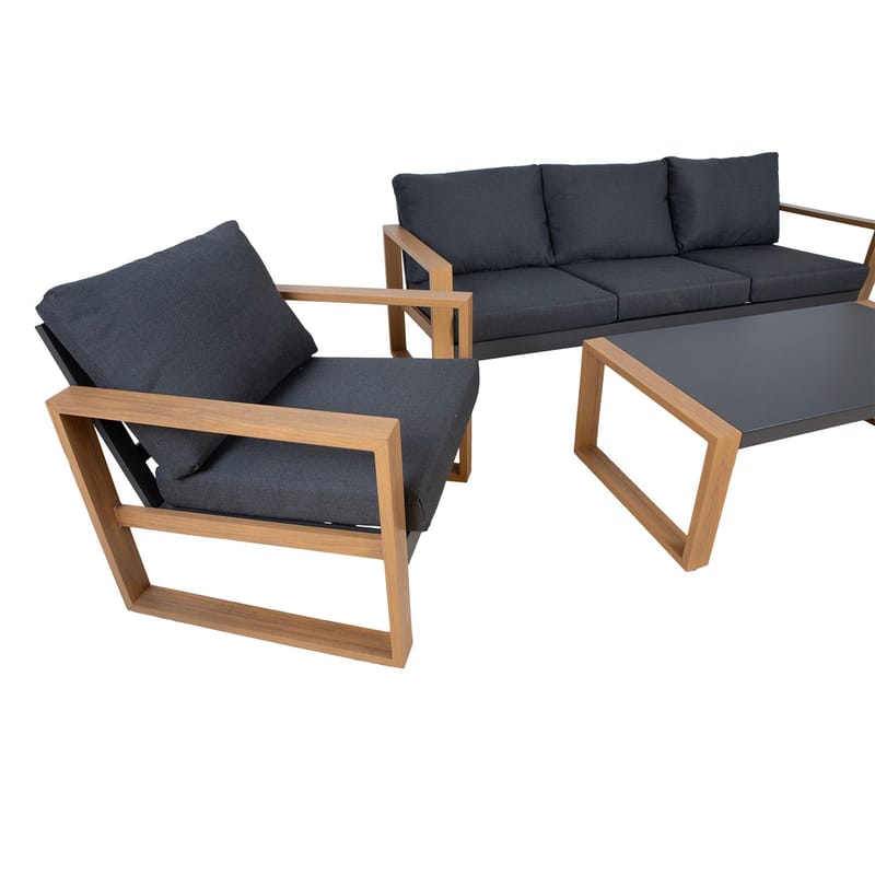 Trädgårdsmöbelgrupp Duisburg bord, soffa och 2 fåtöljer - Grå - Utemöbler - Balkong - Balkongmöbler - Balkonggrupp & balkongset