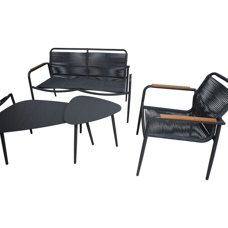 Trädgårdsmöbelgrupp Nebo 2 bord, bänk och 2 stolar - Grå - Utemöbler - Balkong - Balkongmöbler - Balkonggrupp & balkongset