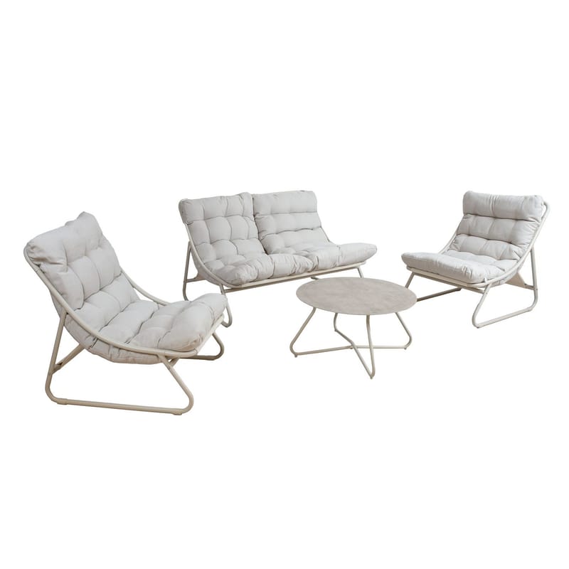 Trädgårdsmöbelgrupp Samba bord, soffa och 2 stolar, ljusgrå