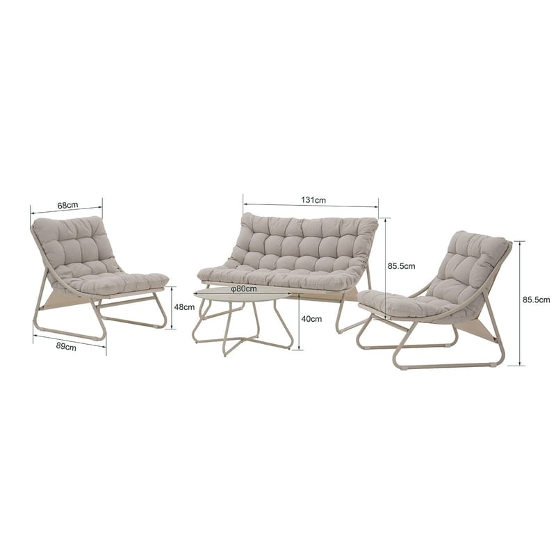 Trädgårdsmöbelgrupp Samba bord, soffa och 2 stolar - ljusgrå - Utemöbler - Balkong - Balkongmöbler - Balkonggrupp & balkongset