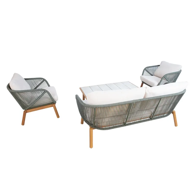 Trädgårdsmöbelgrupp Tuxedo bord, soffa och 2 stolar - Grön - Utemöbler - Balkong - Balkongmöbler - Balkonggrupp & balkongset