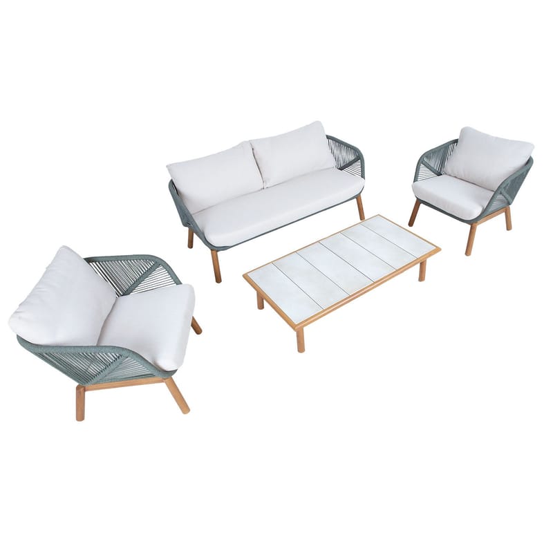 Trädgårdsmöbelgrupp Tuxedo bord, soffa och 2 stolar - Grön - Utemöbler - Balkong - Balkongmöbler - Balkonggrupp & balkongset