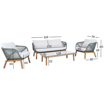 Trädgårdsmöbelgrupp Tuxedo bord, soffa och 2 stolar - Grön - Utemöbler - Balkong - Balkongmöbler - Balkonggrupp & balkongset